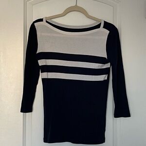 GAP Super Soft Boatneck Women's Navy and White Striped Long Sleeve Top